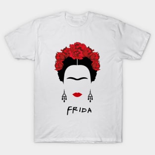 frida red flowers, T-Shirt